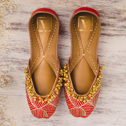 House of Vian Surmya Red Embroidered Juttis