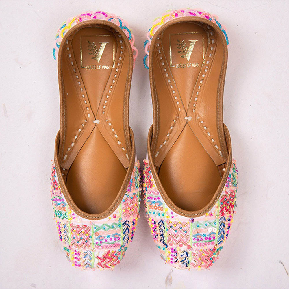 House of Vian Rungrani Multicolor Embroidered Juttis
