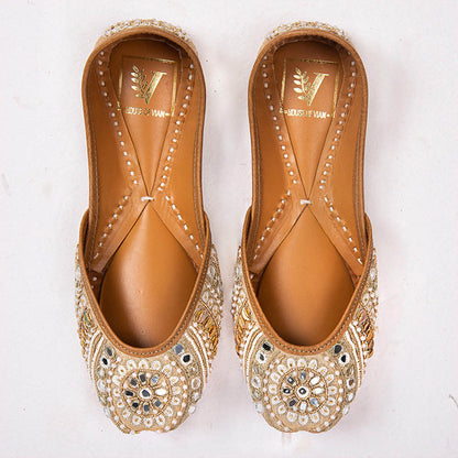 House of Vian Jharokha Gold Embroidered Juttis