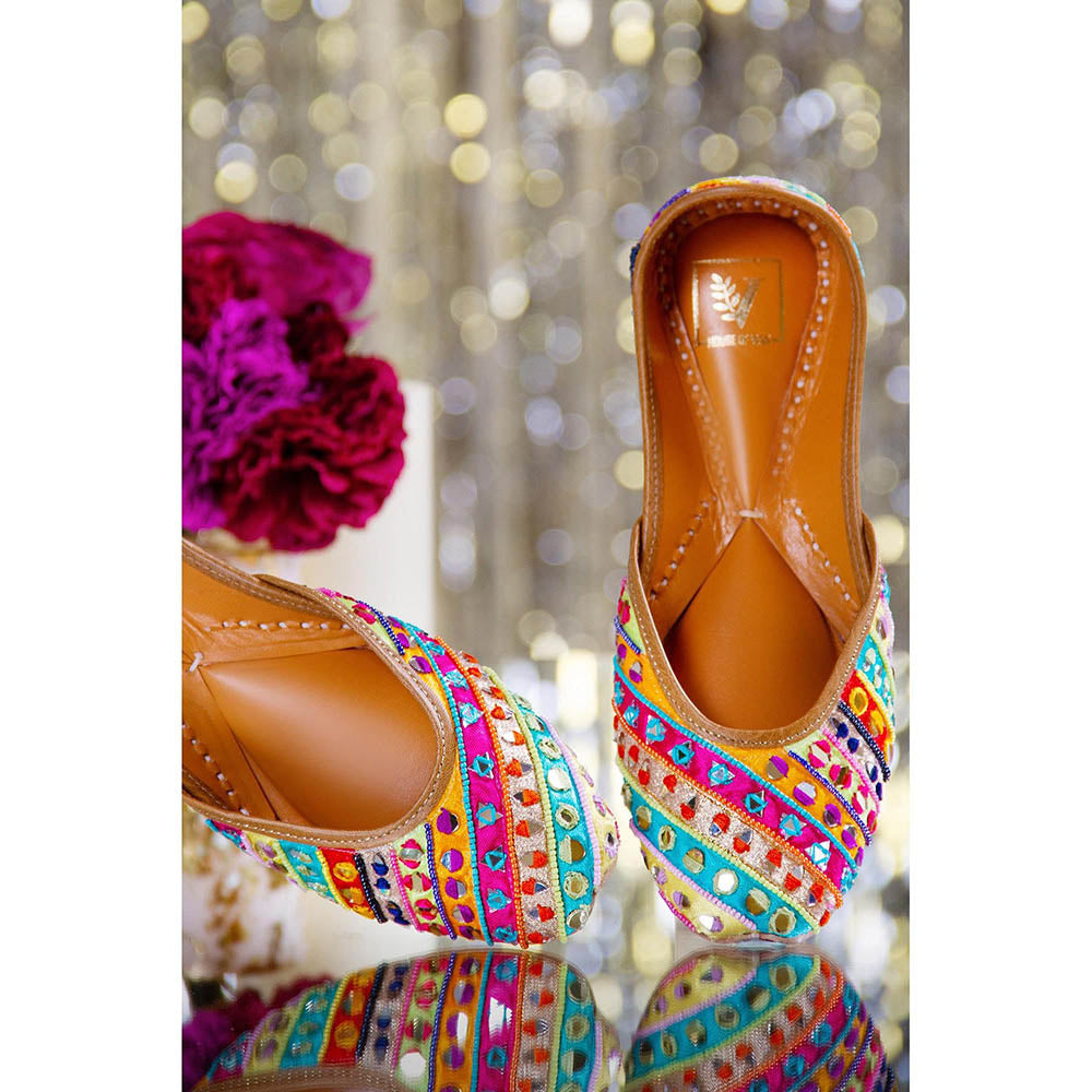 House of Vian Rangrez Multicolor Embroidered Juttis