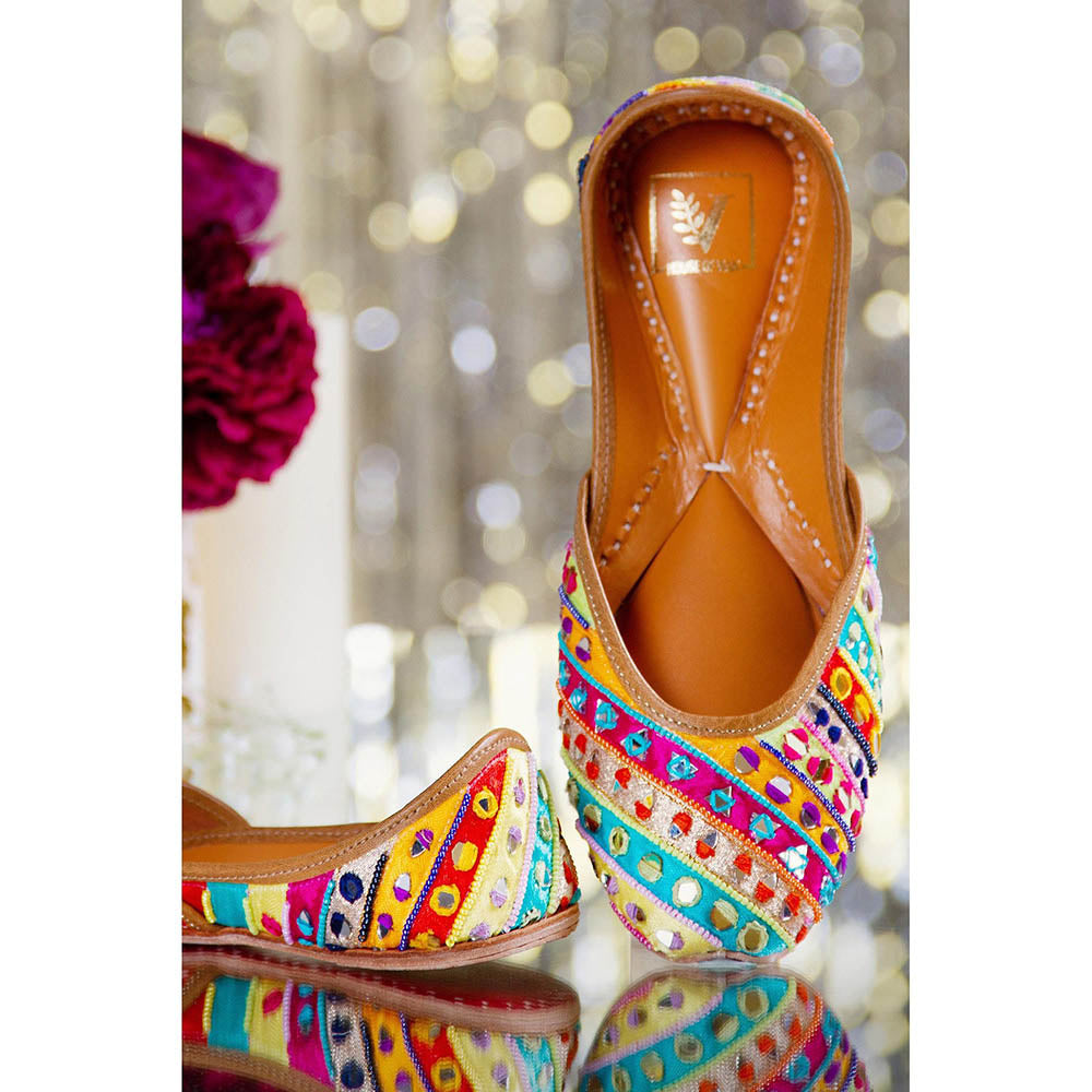 House of Vian Rangrez Multicolor Embroidered Juttis