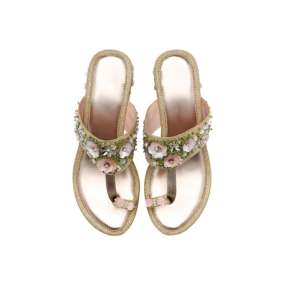 House of Vian Firdauz Gold Embroidered Wedges