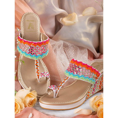 House of Vian Rangeela Multicolor Embroidered Wedges