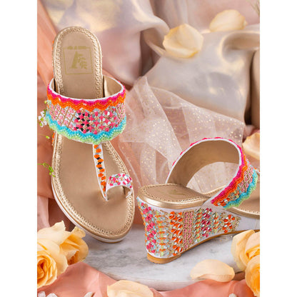 House of Vian Rangeela Multicolor Embroidered Wedges