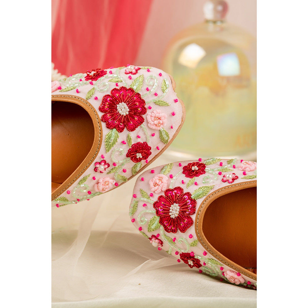 House of Vian Rouge Pink Embellished Juttis