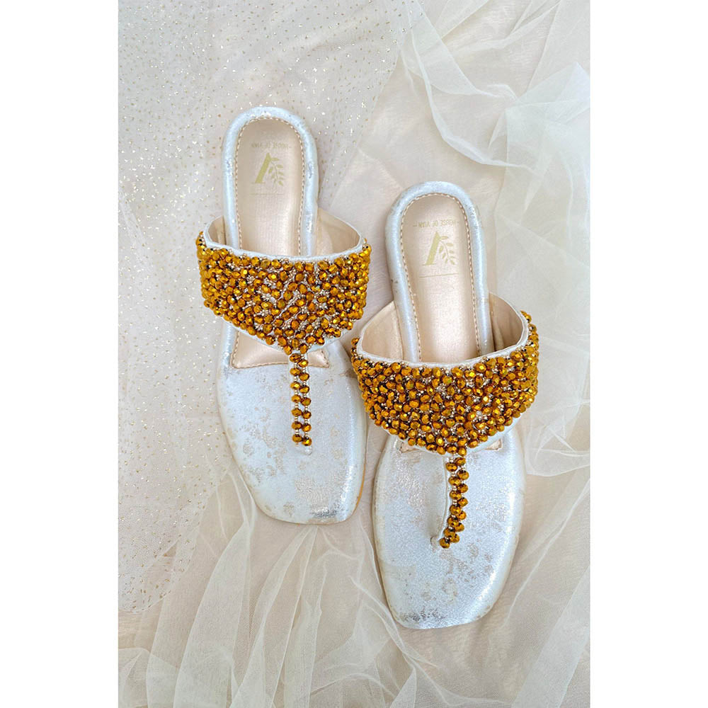 House of Vian Gold Embellished Flats