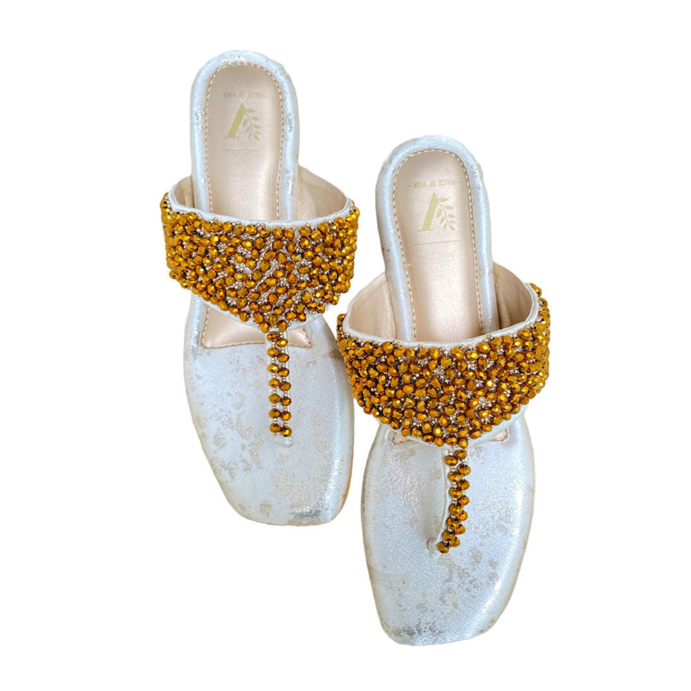 House of Vian Gold Embellished Flats