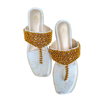 House of Vian Gold Embellished Flats