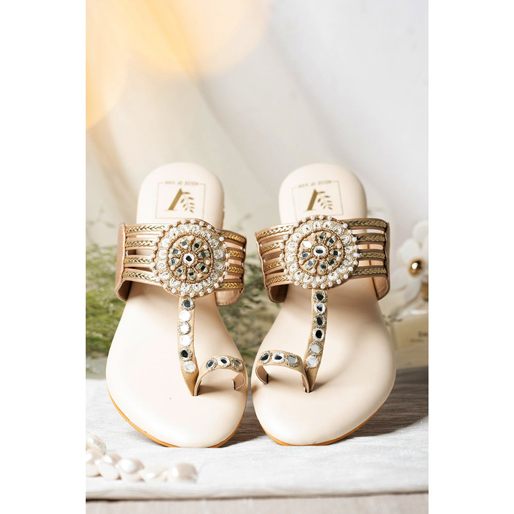 House of Vian Jharokha Gold Embellished Kolhapuri