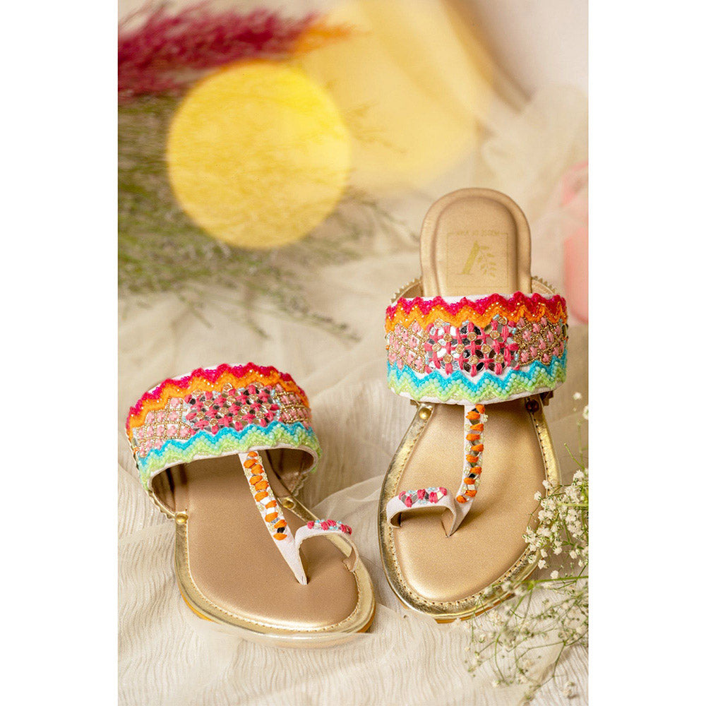 House of Vian Rangeela Multicolored Embellished Kolhapuris