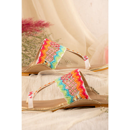 House of Vian Rangeela Multicolored Embellished Kolhapuris
