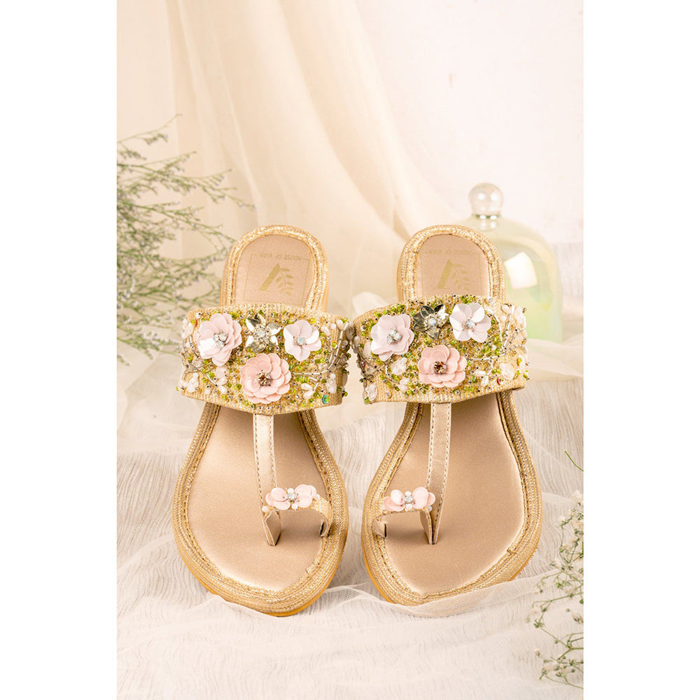 House of Vian Firdaus Gold Embellished Kolhapuris