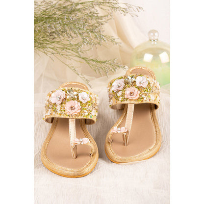 House of Vian Firdaus Gold Embellished Kolhapuris