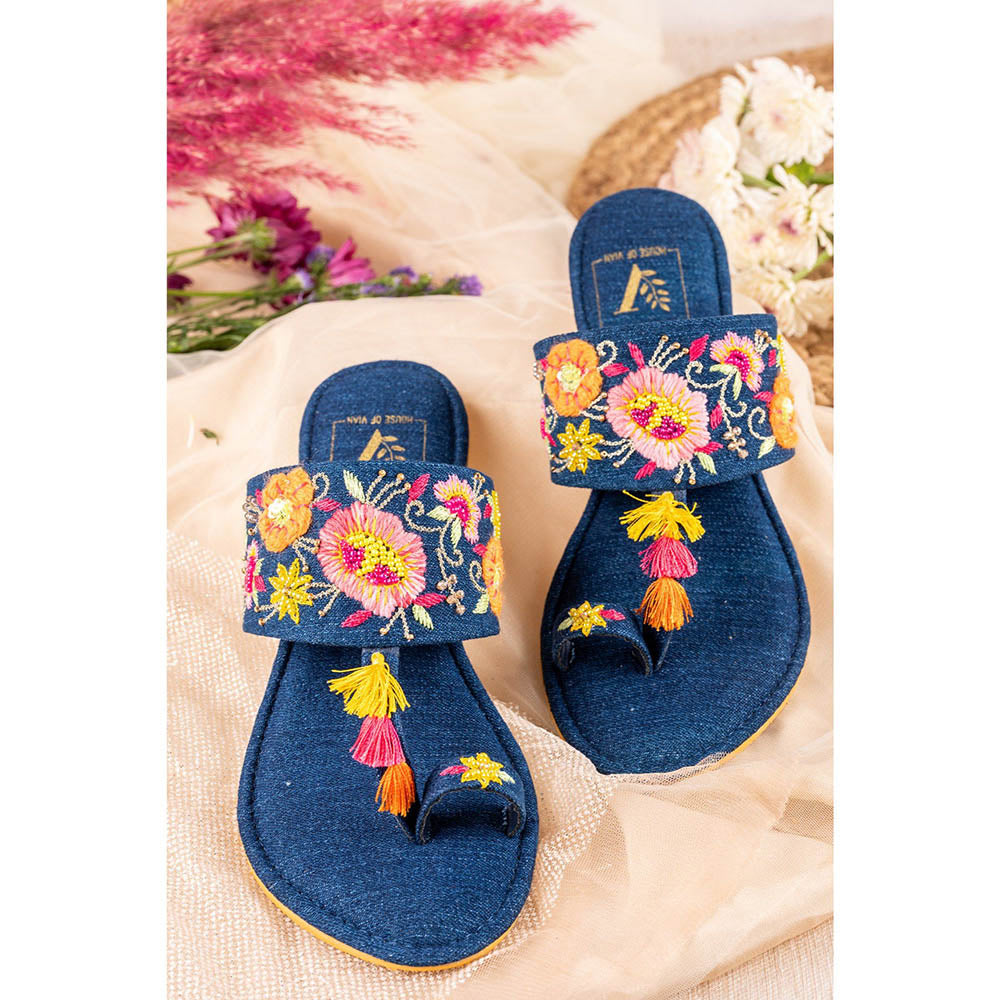 House of Vian Fiona Multi- colored Embellished Kolhapuris