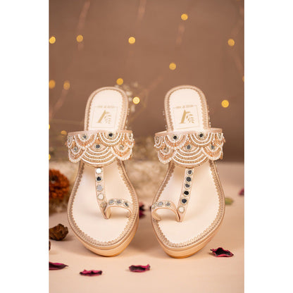 House of Vian Jashn Gold Embellished Wedges