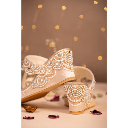 House of Vian Jashn Gold Embellished Wedges