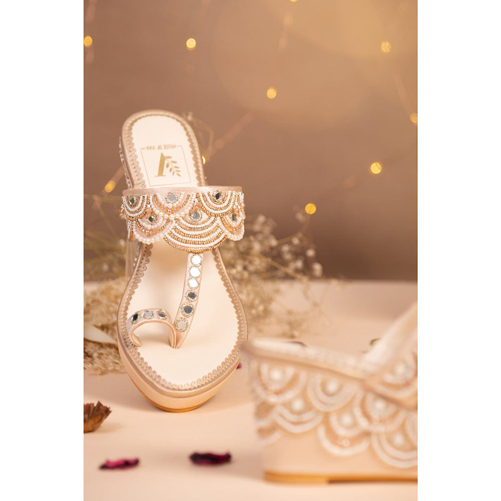 House of Vian Jashn Gold Embellished Wedges