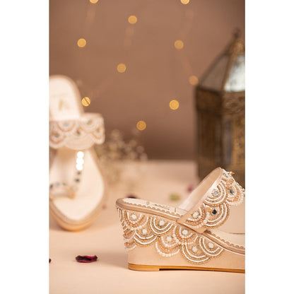 House of Vian Jashn Gold Embellished Wedges