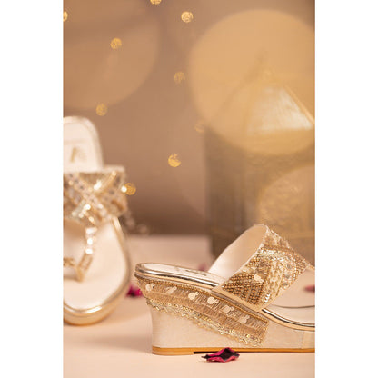House of Vian Nazm Gold Embellished Wedges