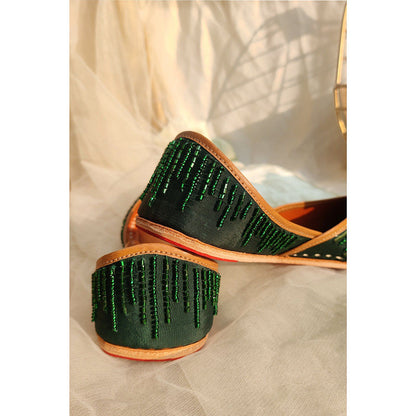 House of Vian Samara Green Embellished Juttis