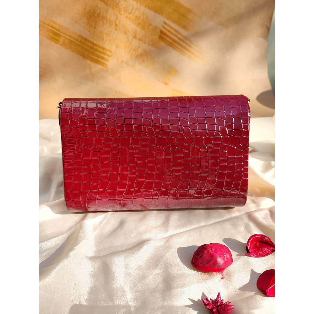 House of Vian Noorie Red Handheld Embellished Clutch Bag for Women