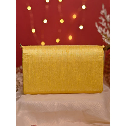 House of Vian Juane Yellow Handheld Embellished Clutch Bag for Women