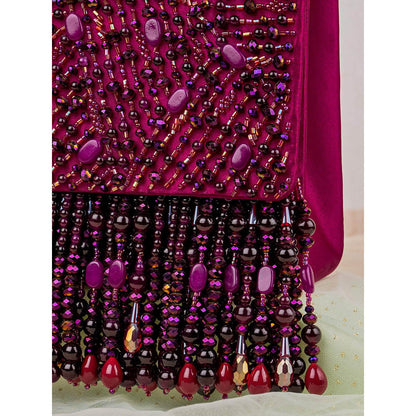 House of Vian Samara Wine Embellished Clutch Bag for Women