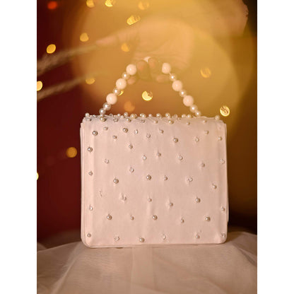 House of Vian Chloe White Embellished Clutch Bag for Women