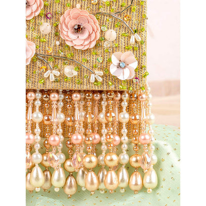 House of Vian Firdaus Gold Embellished Clutch Bag for Women