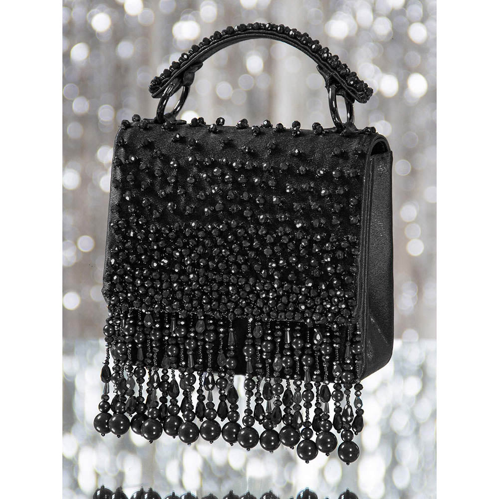 House of Vian Kyra Black Embellished Clutch Bag for Women