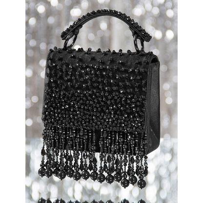 House of Vian Kyra Black Embellished Clutch Bag for Women