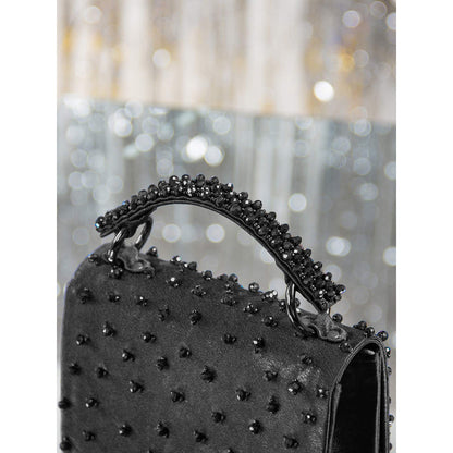 House of Vian Kyra Black Embellished Clutch Bag for Women