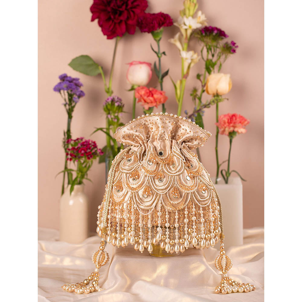 House of Vian Jashn Gold Embellished Potli Bag for Women