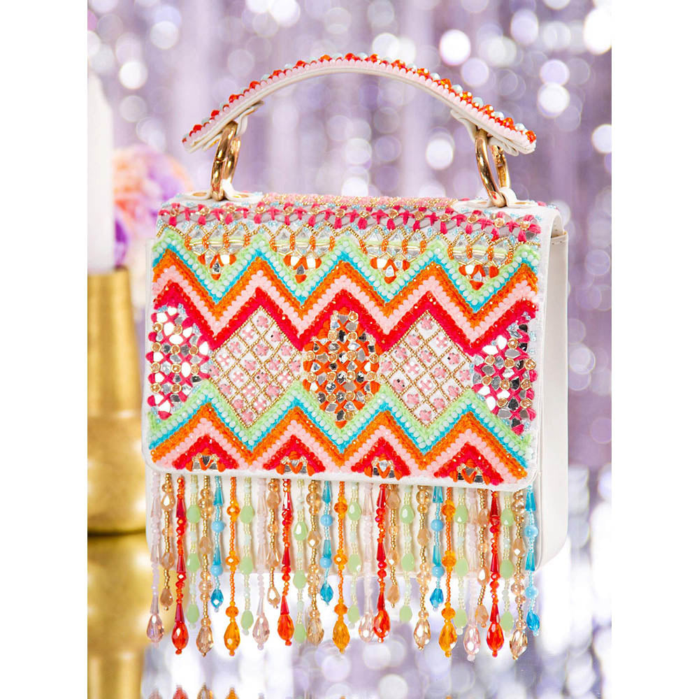House of Vian Rangrez Multi-Color Embellished Clutch Bag for Women
