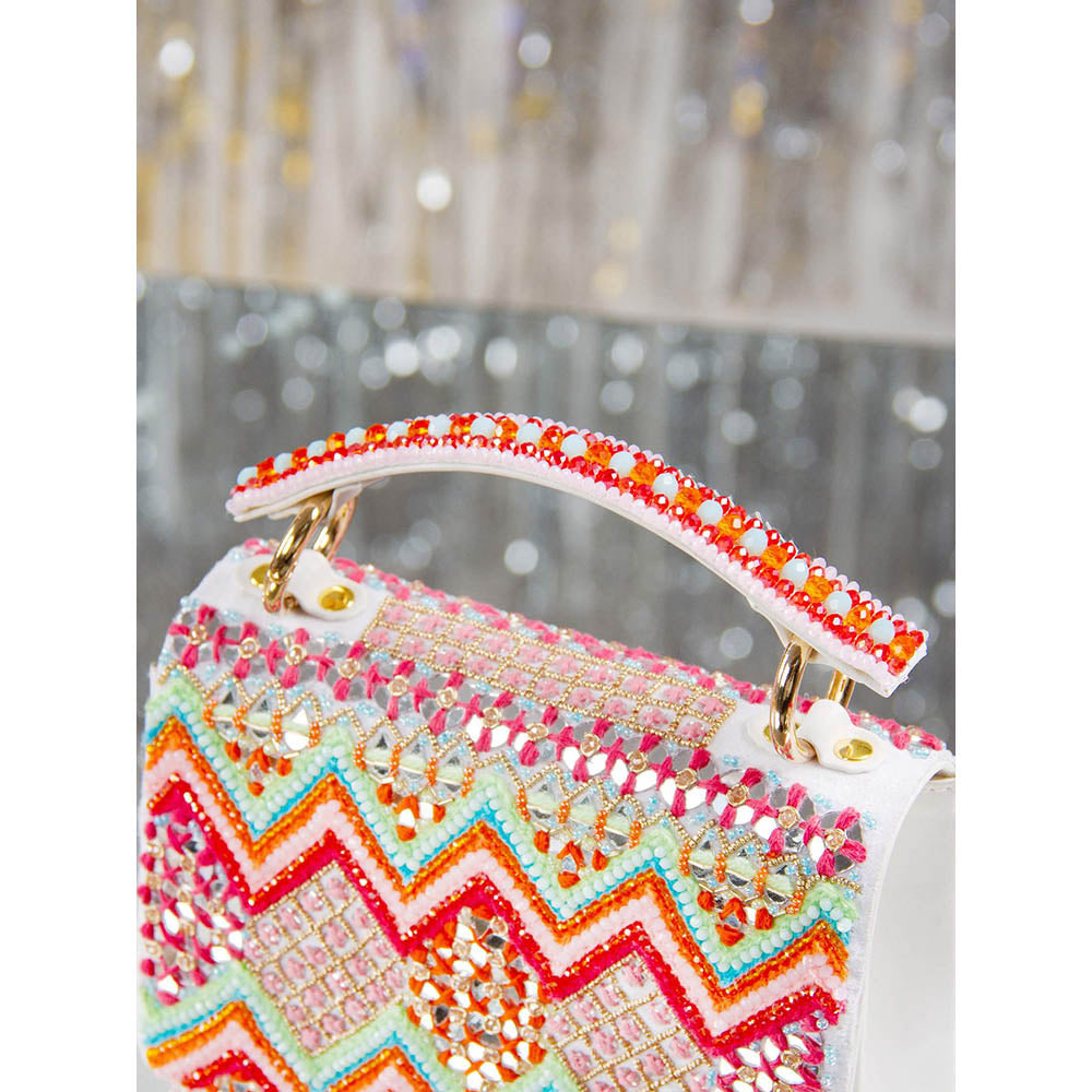 House of Vian Rangrez Multi-Color Embellished Clutch Bag for Women