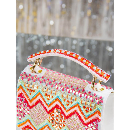 House of Vian Rangrez Multi-Color Embellished Clutch Bag for Women
