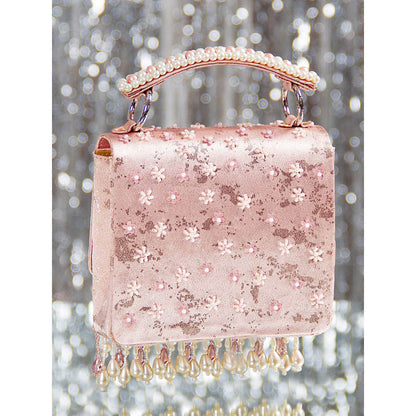 House of Vian Ruby Pink Embellished Clutch Bag for Women