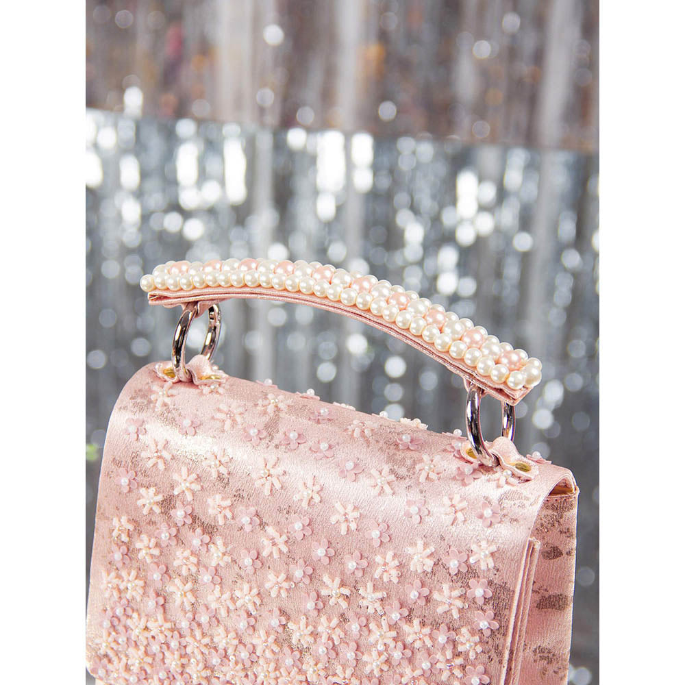 House of Vian Ruby Pink Embellished Clutch Bag for Women