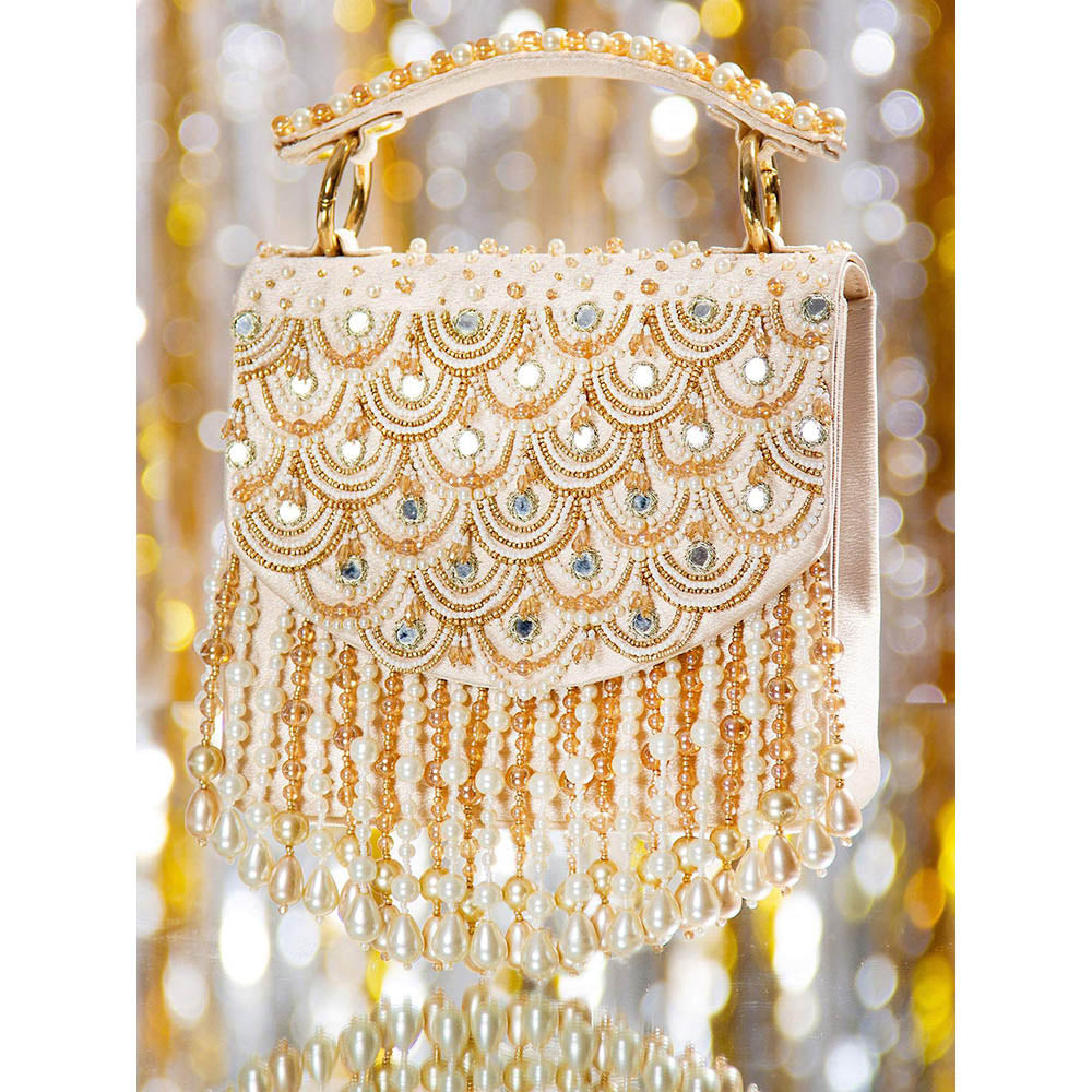 House of Vian Jashn Gold Embellished Clutch Bag for Women