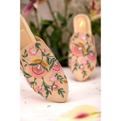 House of Vian Ivy Embroidered Mule Flats