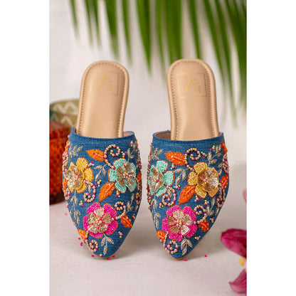 House of Vian Ziva Embroidered Mule Flats