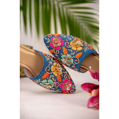 House of Vian Ziva Embroidered Mule Flats