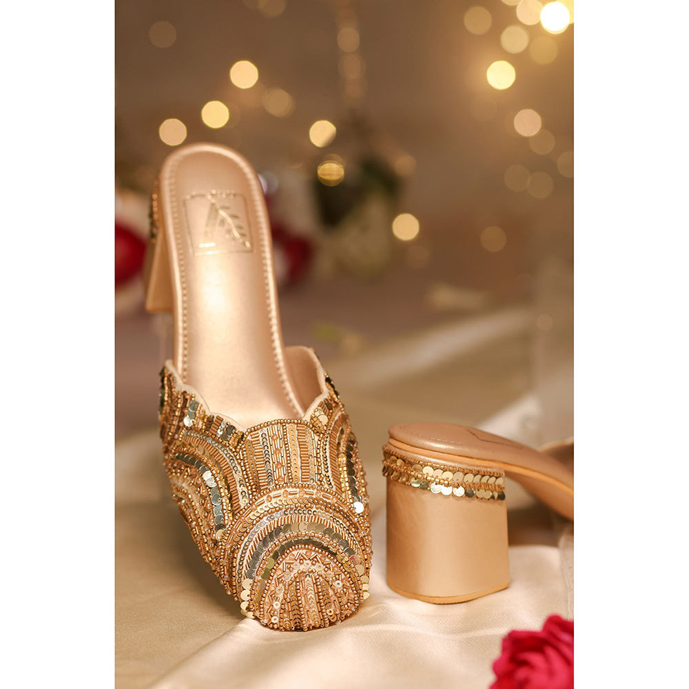 House of Vian Maya Gold Mule Heels