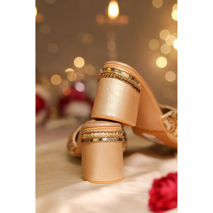 House of Vian Maya Gold Mule Heels