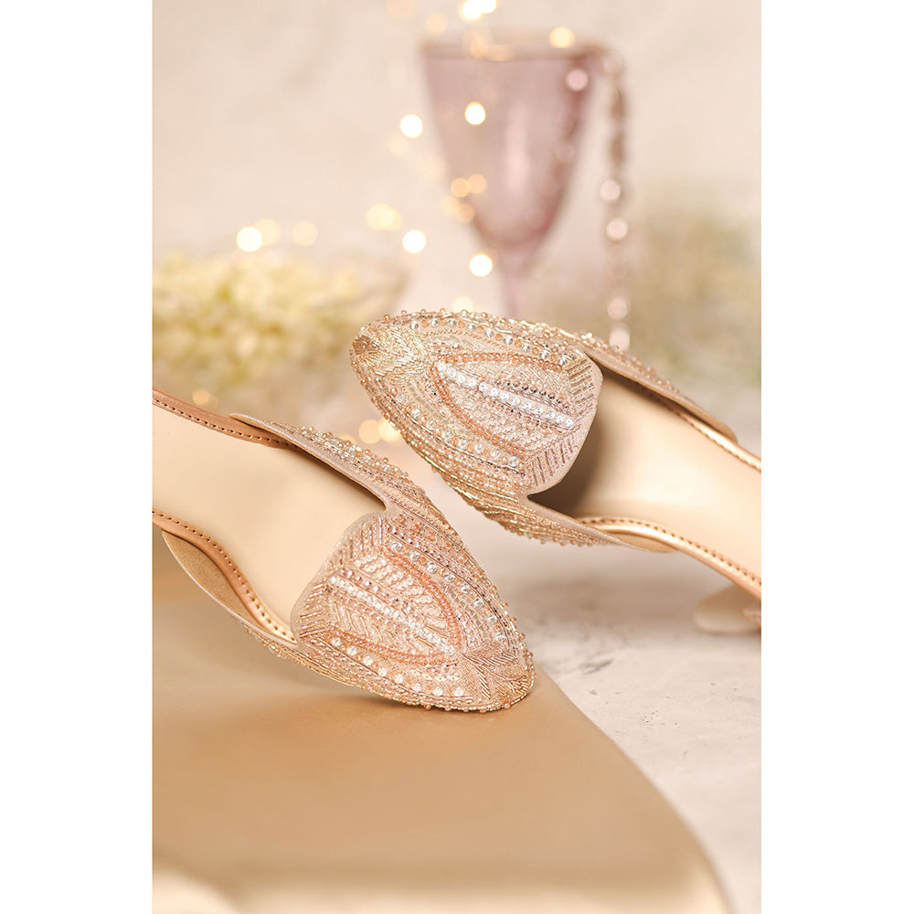 House of Vian Rose Gold Mule Heels