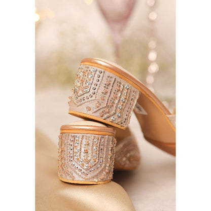 House of Vian Rose Gold Mule Heels