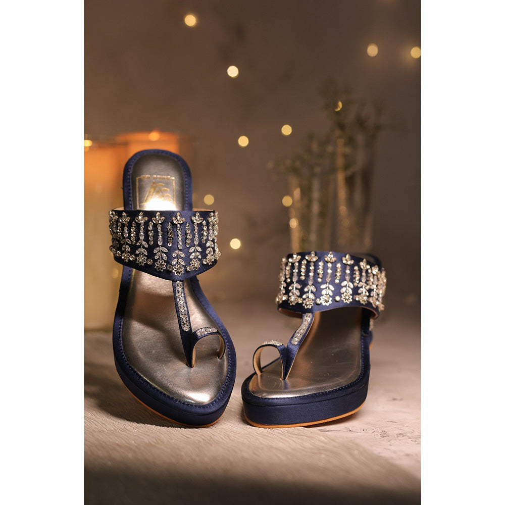 House of Vian Blue Sitarah Wedge Heels