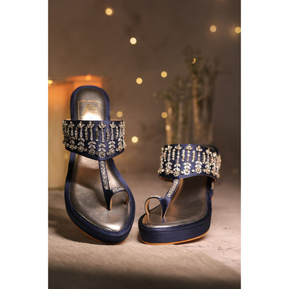 House of Vian Blue Sitarah Wedge Heels