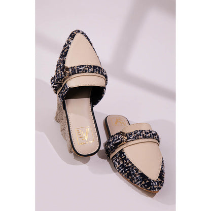 House of Vian Buckle It Beige Mules for Women