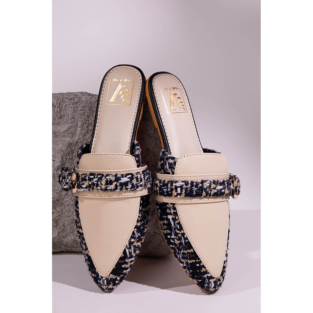 House of Vian Buckle It Beige Mules for Women